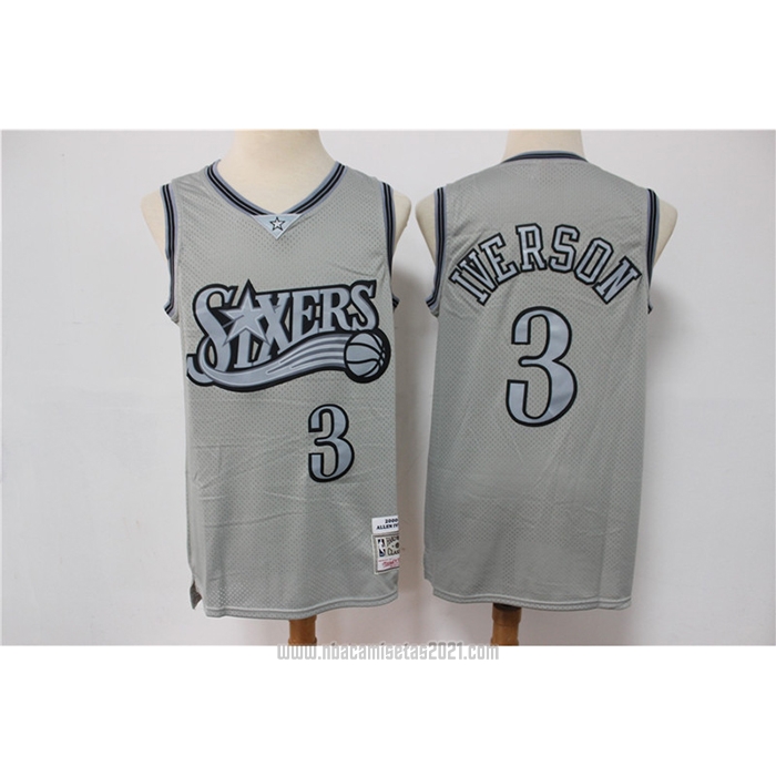 Camiseta Philadelphia 76ers Allen Iverson #3 Mitchell & Ness 2000-01 Gris